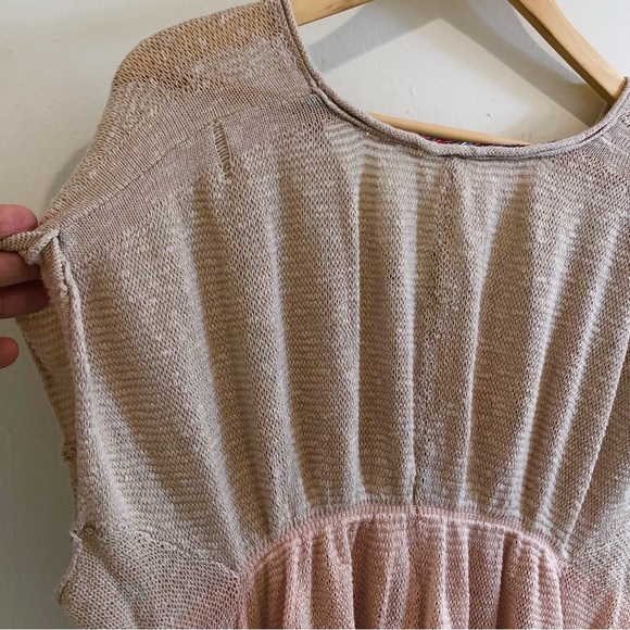 Free People Oversized Stretch Cheese-Cloth Top Cut/Cuffed Dolman Sleeves Size XS - Picture 14 of 15